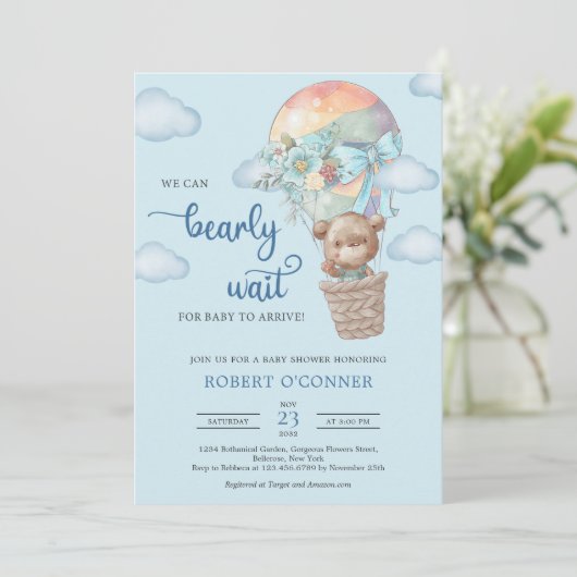 Teddy beer met een hotline-ballonjongen kaart (Staand voorkant)