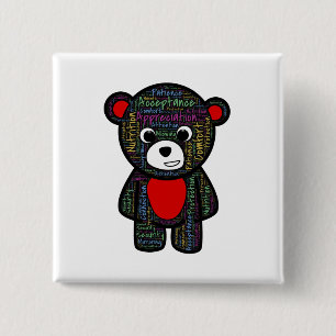 Teddy-beer met inspirerend tekstklipart vierkante button 5,1 cm