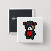 Teddy-beer met inspirerend tekstklusje vierkante button 5,1 cm (Voorkant /achterkant)