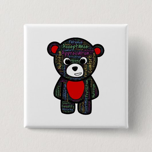 Teddy-beer met inspirerend tekstklusje vierkante button 5,1 cm (Voorkant)
