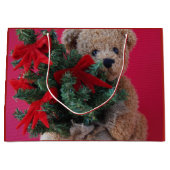 Teddy beer met kerstboom groot cadeauzakje (Voorkant)