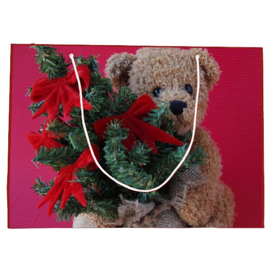 Teddy beer met kerstboom groot cadeauzakje (Achterkant)