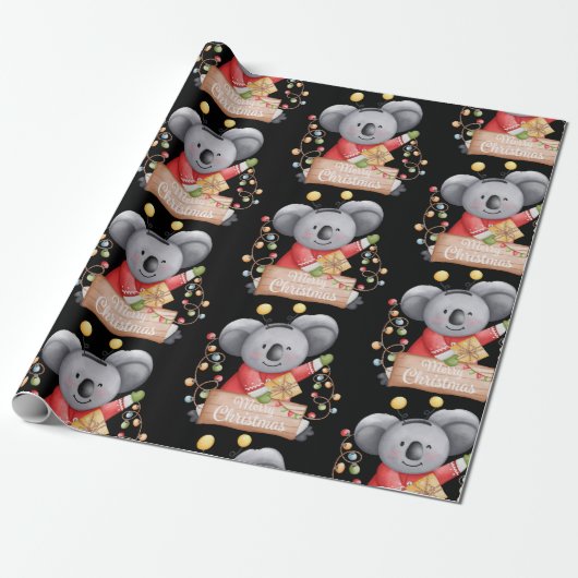 Teddy beer met veel kerstcadeautjes cadeaupapier (Uitgerold)