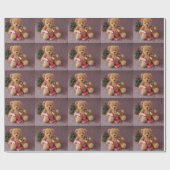 Teddy beer met veel kerstcadeautjes cadeaupapier (Vlak)