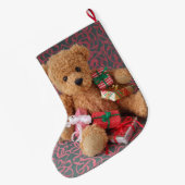 Teddy beer met veel kerstcadeautjes grote kerstsok (Achterkant (Hangend))