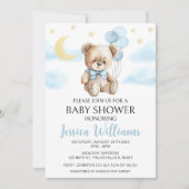 Teddy beer moon and stars baby shower nodigt kaart (Voorkant)