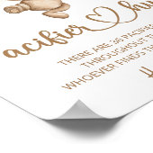 Teddy beer Pacifier jachtwedstrijd baby shower Poster (Hoek)