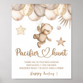 Teddy beer Pacifier jachtwedstrijd baby shower Poster (Voorkant)