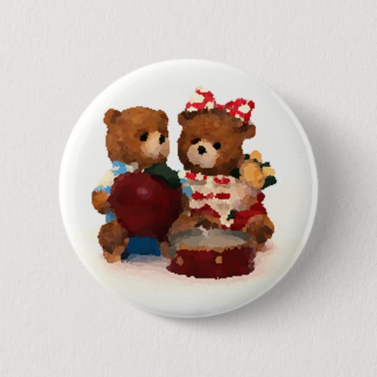 Teddy beer pair ronde button 5,7 cm (Voorkant)