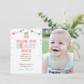 Teddy beer picknick Dank u kaart Teddy beer jongen (Staand voorkant)