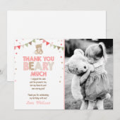 Teddy beer picknick Dank u kaart Teddy beer Meisje (Voorkant / Achterkant)
