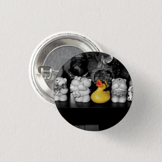 "Teddy beer picnic" Rubber Duck Button (klein) (Voorkant /achterkant)