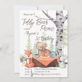 Teddy beer picnic woodland verjaarfeest kaart (Voorkant)