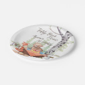 Teddy beer picnic woodland verjaarfeest papieren bordje (Gekanteld)