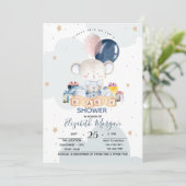 Teddy Beer Presenteert Wolken Baby Shower Kaart (Staand voorkant)