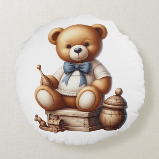 Teddy beer rond kussen (Achterkant)
