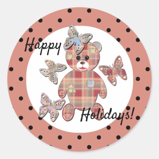 Teddy beer ronde sticker (Voorkant)