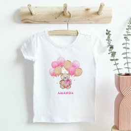 Teddy beer roze ballonnen Baby T-Shirt