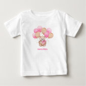Teddy beer roze ballonnen Baby T-Shirt (Voorkant)