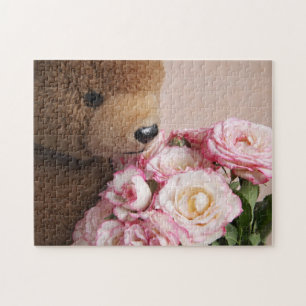 Teddy beer ruikt de rozen legpuzzel