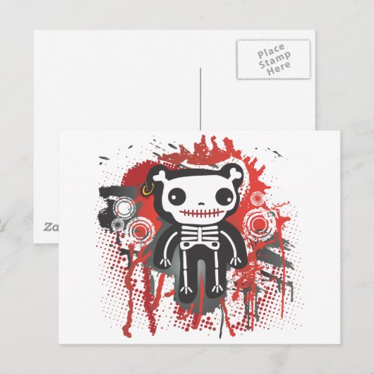 teddy beer skelet briefkaart (Voorkant / Achterkant)