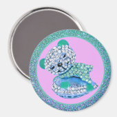 Teddy beer slapende schoonheidsdiamant schattig magneet (Voorkant / Achterkant)