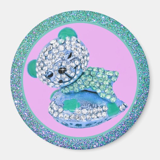 Teddy beer slapende schoonheidsdiamant schattig magneet (Voorkant)