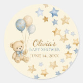 Teddy Beer Sterren Baby Shower Stickers (Voorkant)