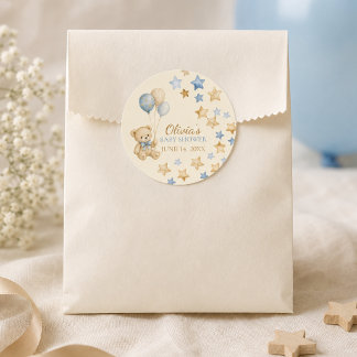 Teddy Beer Sterren Baby Shower Stickers