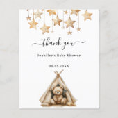 Teddy beer sterren tent baby shower dank je kaart (Voorkant)