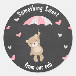 Teddy beer Sticker-gunstbos Girl Pink Ronde Sticker