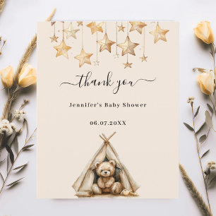 Teddy beer tent beige baby shower bedankkaart
