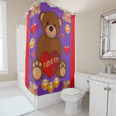 Teddy beer valentijnen kindergordijn douchegordijn (In situ)