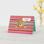 Teddy beer verjaardagstrepen kaart (Gele Bloem)