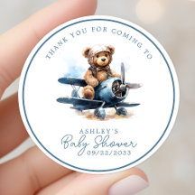 Teddy Beer Vliegtuig Aquarel Baby Bedankt