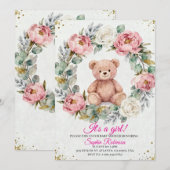 Teddy Beer Waterverf Babyshower Uitnodiging (Voorkant / Achterkant)