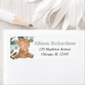 Teddy beert groene bladeren etiket (Insitu)