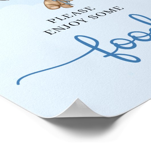 Teddy beige blauwe bruine beige ballonnen poster (Hoek)