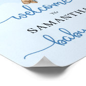 Teddy bek blauwe bruine ballonnen welkom bord poster (Hoek)