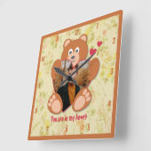 Teddy bek hart Valentijnsdag  florale Vierkante Klok (Hoek)