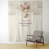Teddy bek roze bruine ivoorballonnen wandkleed (In situ)