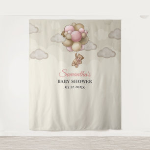 Teddy bek roze bruine ivoorballonnen wandkleed