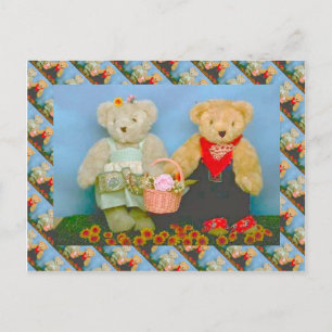 Teddy beren, zoet tuingpaar briefkaart