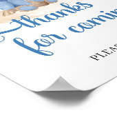 Teddy bergt blauw bloemen pampas bedankt om te kom poster (Hoek)