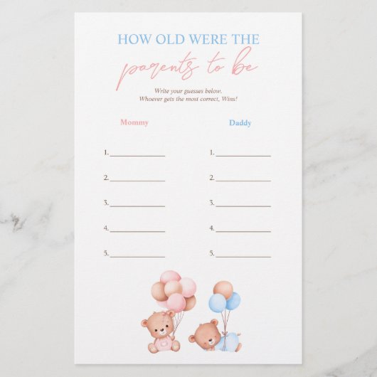 Teddy bewijst hoe oud de ouders waren om te spelen flyer (Voorkant)