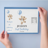 Teddy Blue Balloon Beary Verjaardag Chip Bag Wrapp Flyer (Hand)