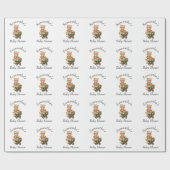 Teddy Boy Foral Baby shower Rustic Cadeaupapier (Vlak)