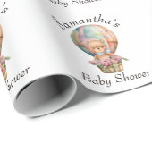 Teddy Boy Foral Hot Air Ballon Baby shower Cadeaupapier (Rol Hoek)
