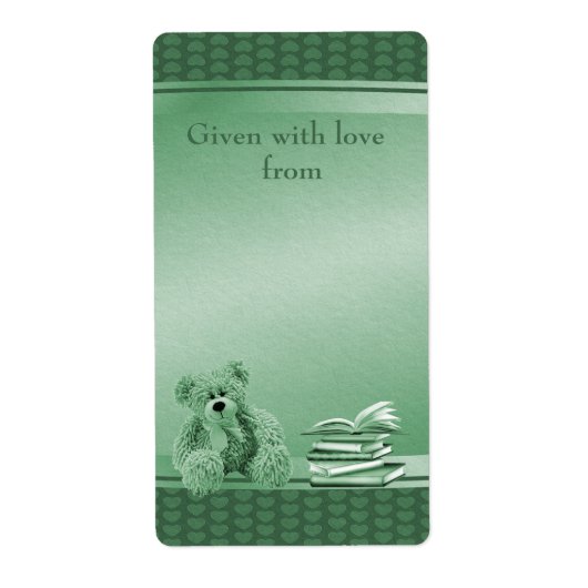  Teddy Bring a Book Baby shower Bookplaten Etiket (Voorkant)