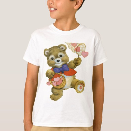 Teddy Catching Valentijn Hearts T-shirt (Voorkant)